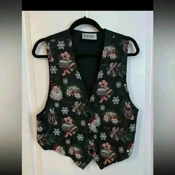 Facets Vintage Christmas Santa Vest size medium - Picture 1 of 4